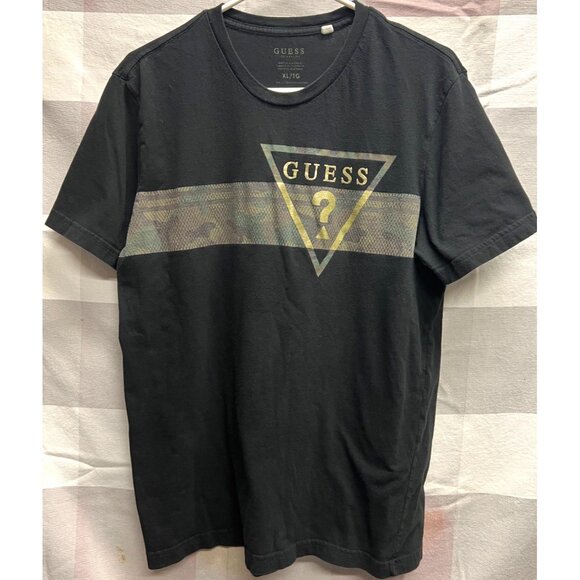 Guess Black Graphic T-Shirt XL 100% Cotton Casual Crew Neck Short Sleeve Tee - Picture 1 of 3